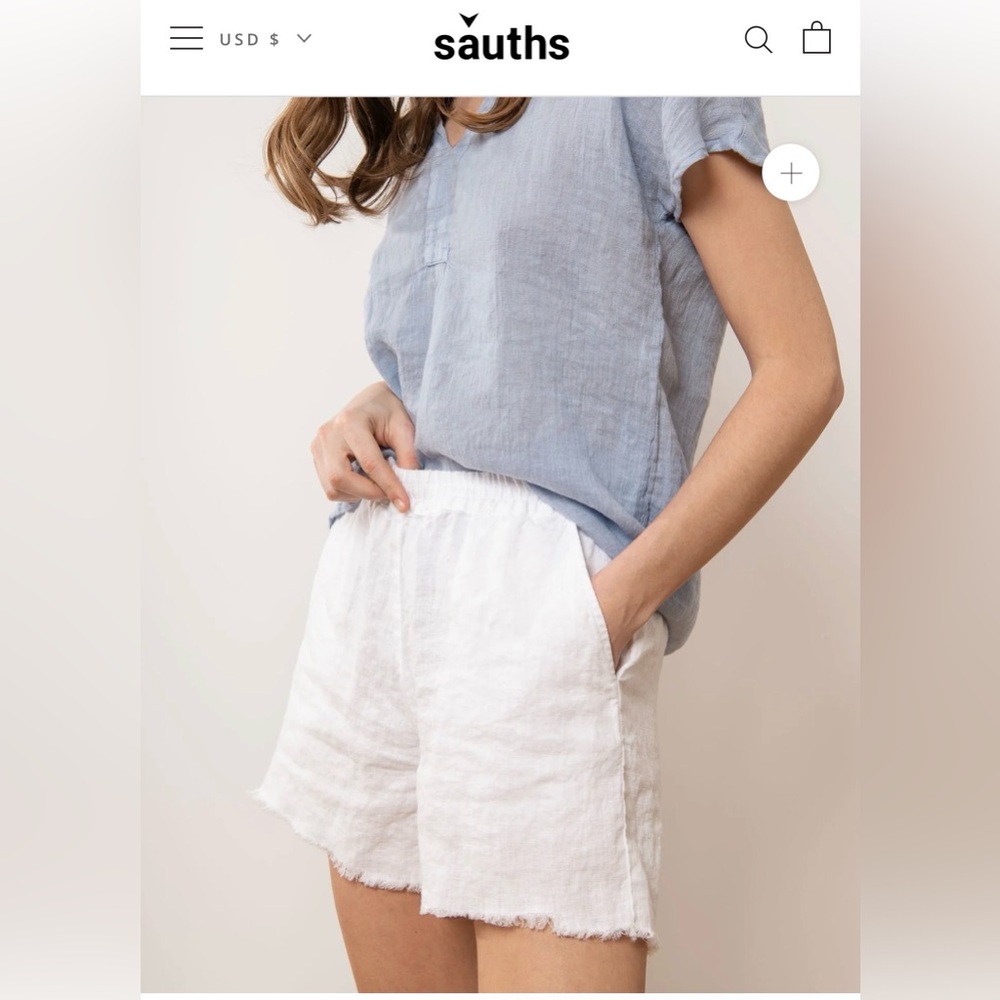 Sauths Emma Linen 100% Shorts in Cream , size M
